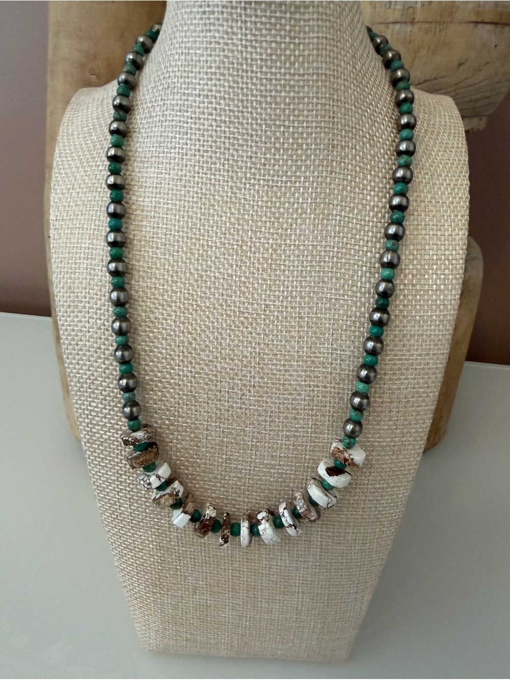 Hand-Strung Turquoise and Wild Horse Necklace - Picture 2 of 5